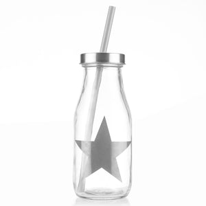 Star Glasflasche mit Strohhalm