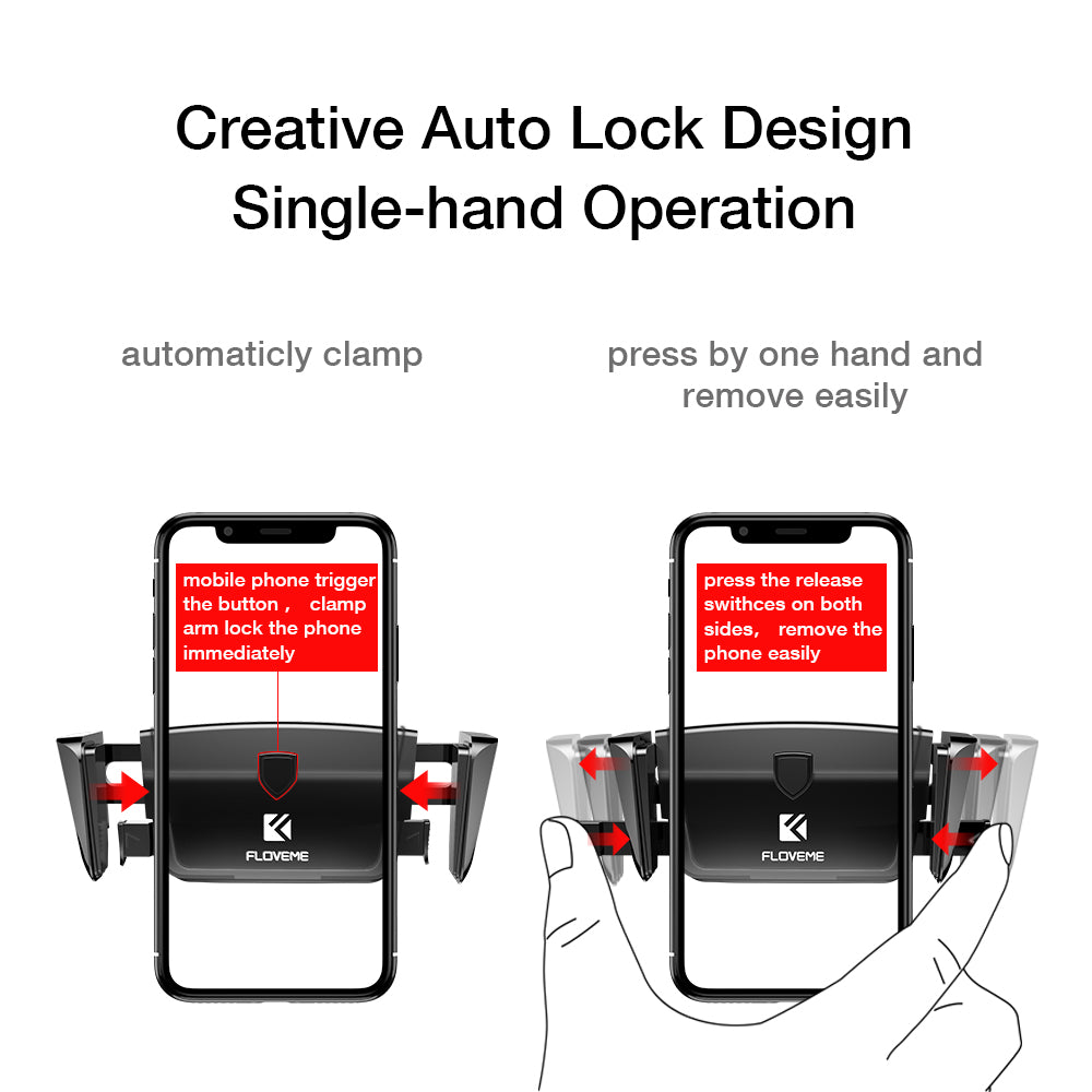 Crong Schwerkraft Auto-Lock Autohalterung für Handy 4.7-6.5 schwarz